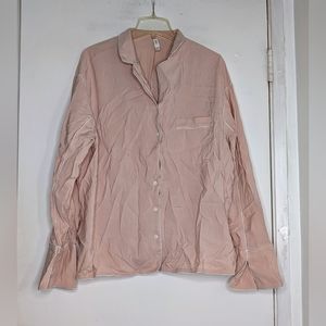 NAP Loungewear pajama top in pink w/ white piping